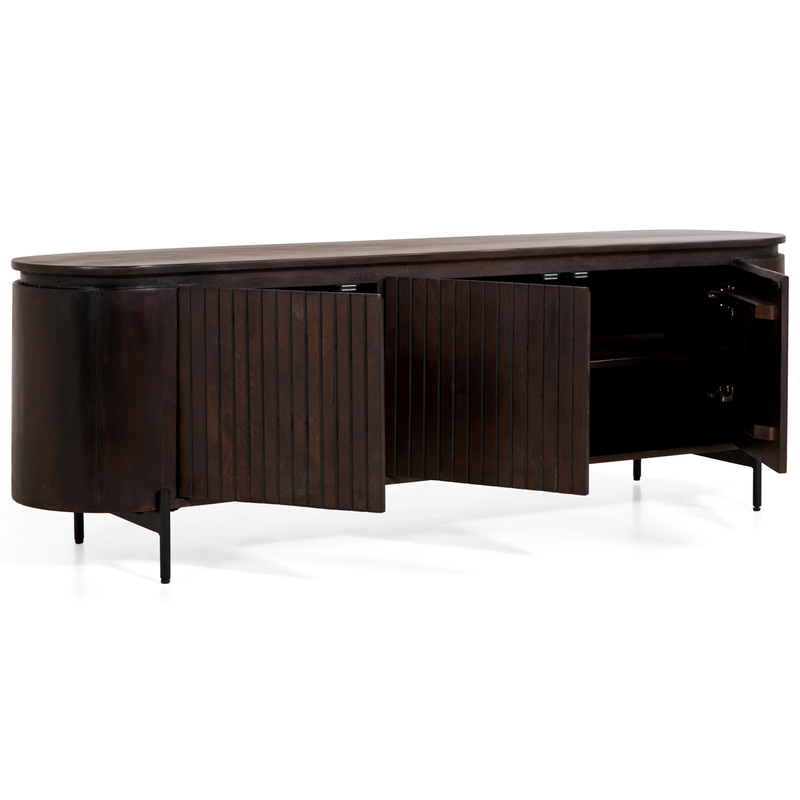 TV cabinet Boaz Black with doors and a drawer | 150 cm