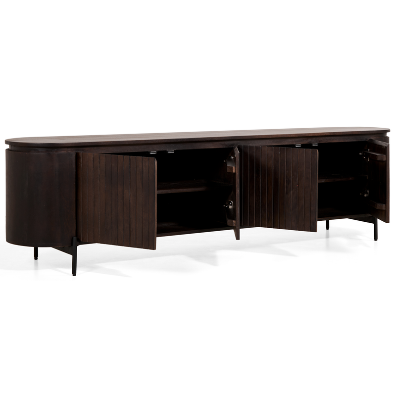 TV cabinet Boaz Black with doors and a drawer | 150 cm