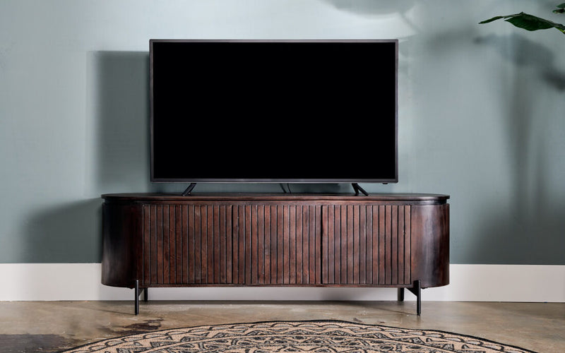 TV cabinet Boaz Black with doors and a drawer | 150 cm