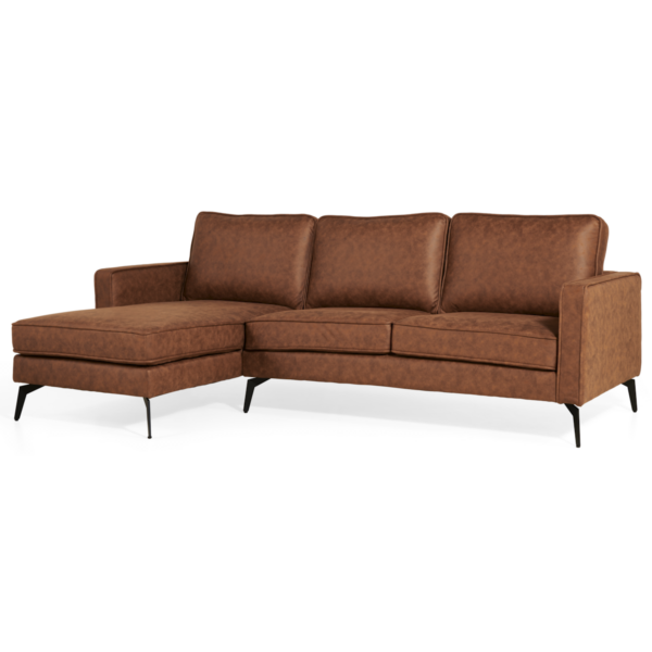 Corner sofa Jackson Left – Micro leather Cognac 