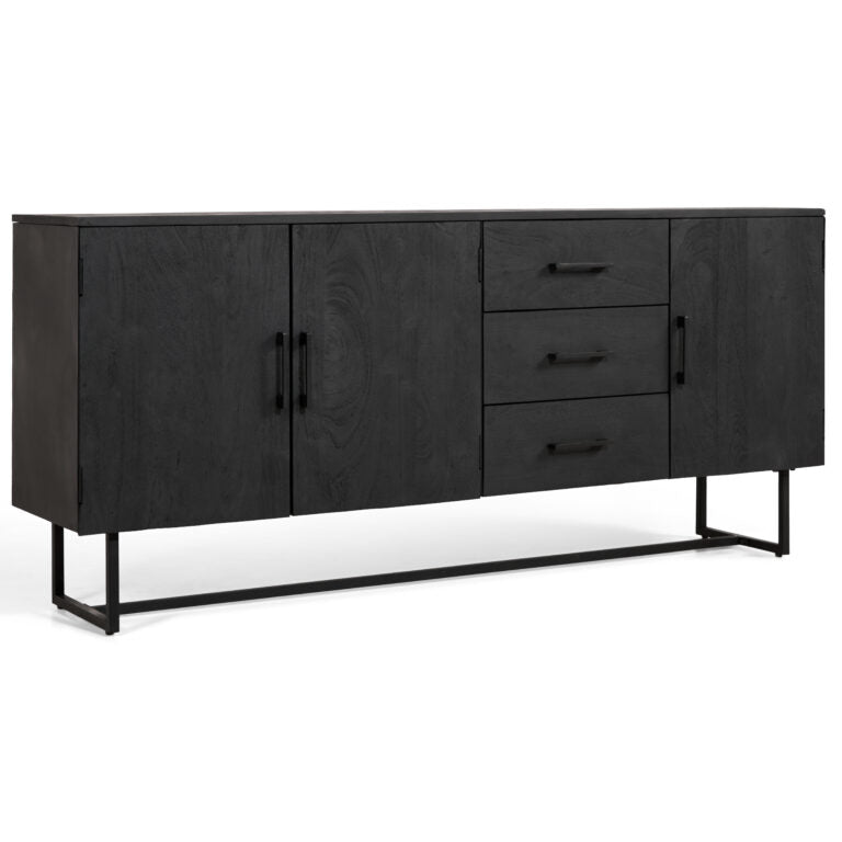 TV cabinet Boaz Black with doors and a drawer | 150 cm