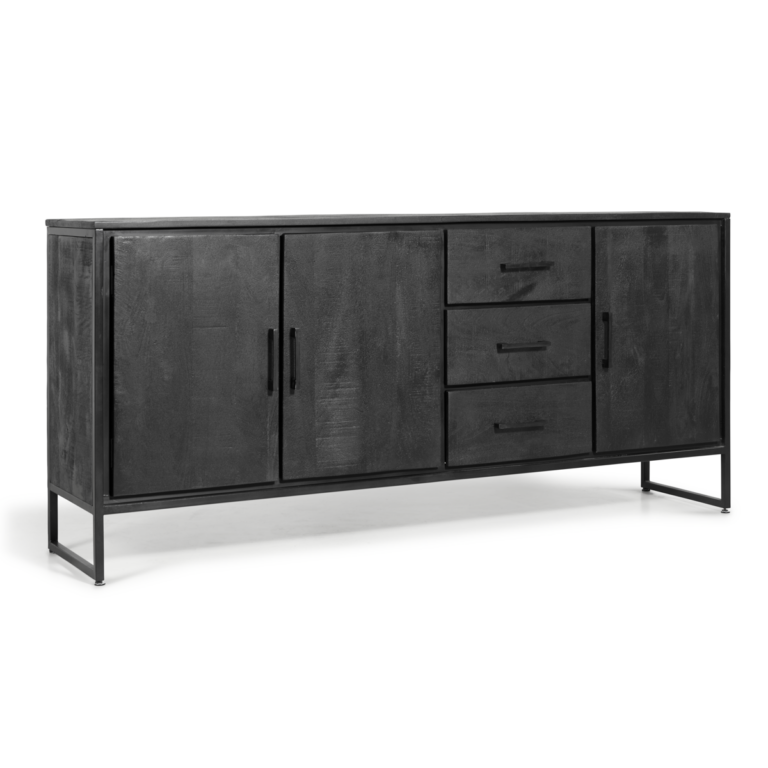 TV cabinet Boaz Black with doors and a drawer | 150 cm