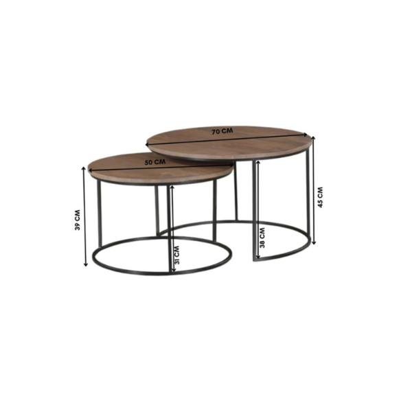 Salontafel Madison Walnut | 70 cm | set van 2