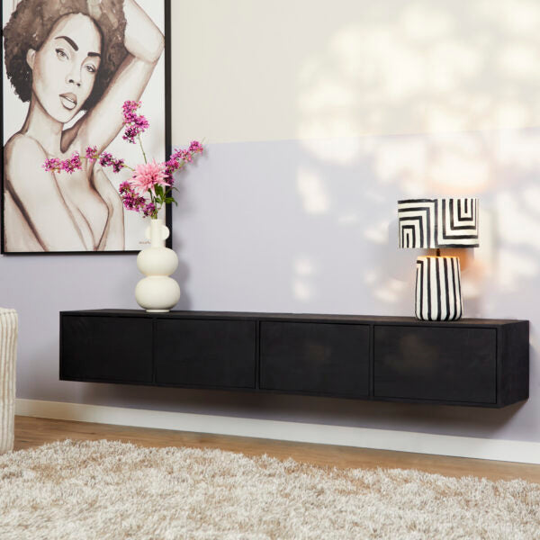 Floating TV cabinet Vision Black | 200 cm