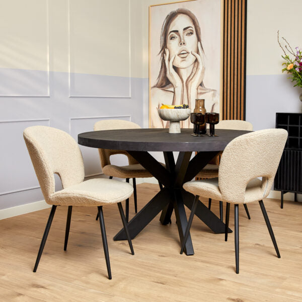 Eettafel Denver Zwart | 150 cm | Rond