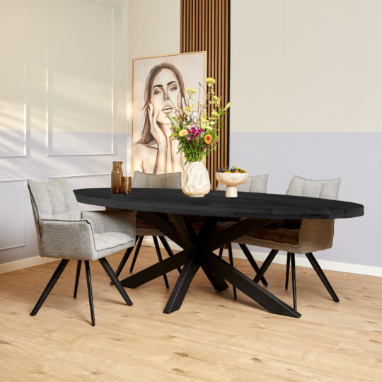 Eettafel Denver Zwart | 210 cm | Ovaal