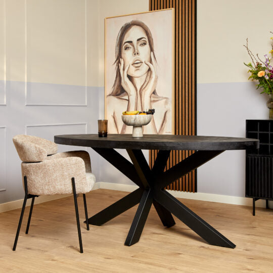 Eettafel Denver Zwart | 180 cm | Ovaal