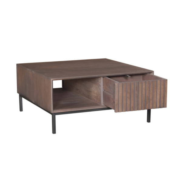 Salontafel Madison Walnoot | 80 cm | Vierkant