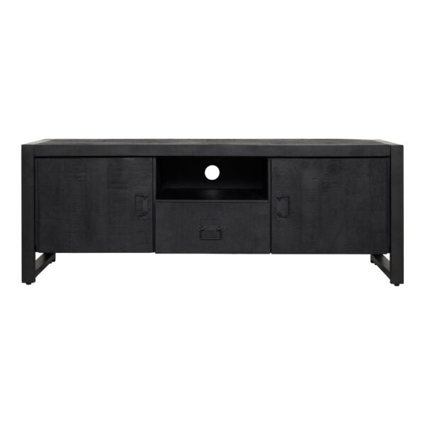 TV cabinet Boaz Black with doors and a drawer | 150 cm