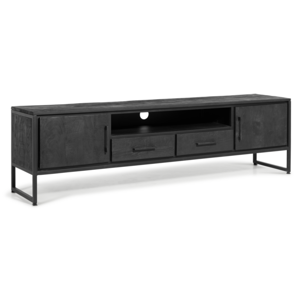 TV cabinet Boaz Black with doors and a drawer | 150 cm