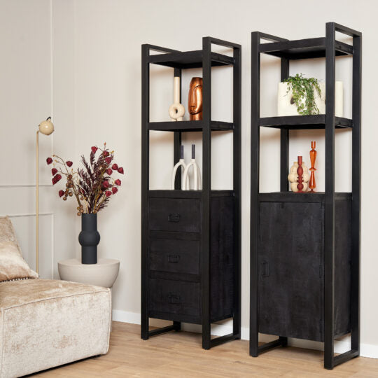 Bookcase Boaz Black 1 door | 55 cm