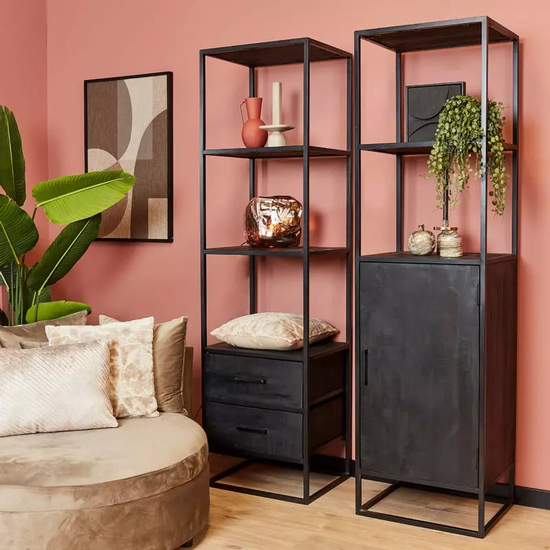 Bookcase Deventer Black 1 door | 55 cm