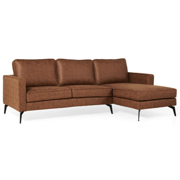 Corner sofa Jackson – Micro leather Cognac Right